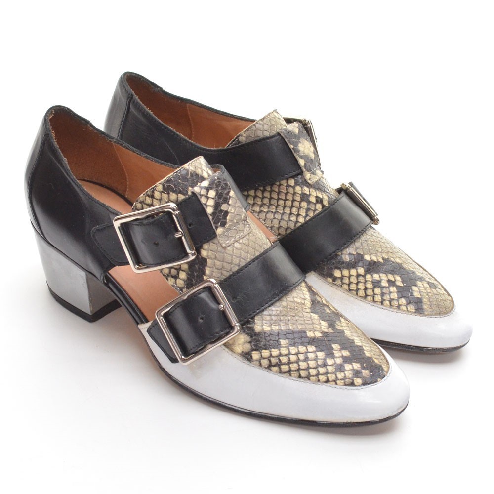 Aquatalia Lynn Snake Buckle Pointed Toe Pumps 6.5 M